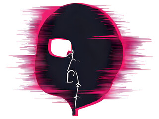 Neon Pink Hacker Mask Glitch Effect Vector Cyber Security Abstract Art