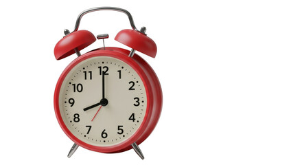 Vintage red alarm clock showing 1010 isolated on transparent background