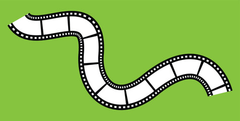 Photographic film in retro style, Film strip icon used for videography elements, cinema reel. Trendy editable camera roll effect design. Curved film strip.