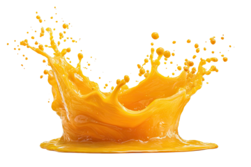 A vibrant splash of bright orange liquid against a black background