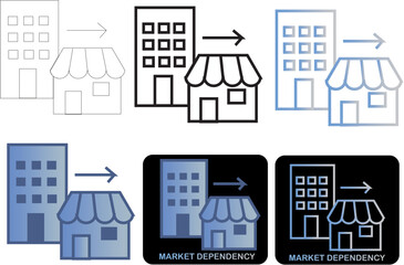 Business Relocation and Market Dependency Concept Illustrated with Minimalist Icons Showing Company Movement