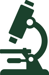 Dark green simple microscope icon on white background science research laboratory