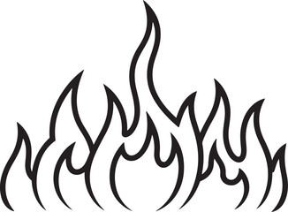 Bold outline of fiery flames abstract design element iconic fire symbol isolated on transparent background