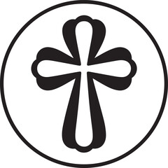 Elegant christian cross symbol inside a circle religious iconography for faith and spirituality isolated on transparent background