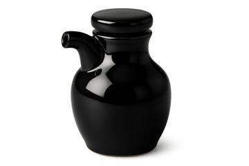 Fototapeta premium Black ceramic soy sauce dispenser with lid
