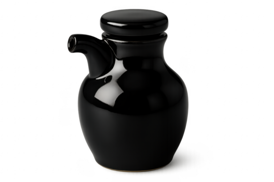 Black ceramic soy sauce dispenser with lid