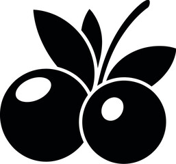 Black silhouette berries with leaves acai berry fruit © yeasmin