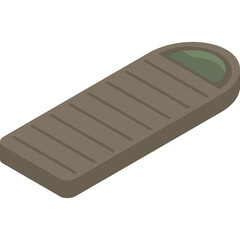 Brown Sleeping Bag With Green Hood And Zipper Detail Isolated On White Background