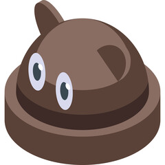 Brown Round Character With Big Eyes and Small Ear On Transparent Background