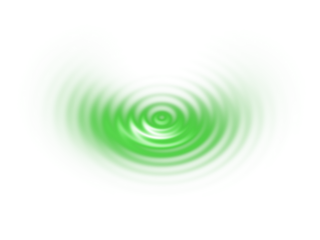 Abstract bright green light ripples forming concentric circles on a pure white backdrop.