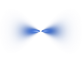 Abstract blue light effect with symmetrical blurred glow on white background