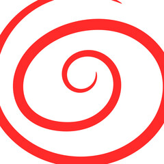 A vibrant red spiral design on a clean white background, creating a hypnotic and abstract visual effect.