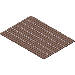 Brown Textured Rectangular Surface With White Grid Lines Isolated On Transparent Background Isometric View
