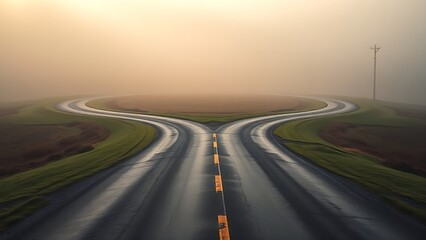 A conceptual crossroads splitting in two directions, symbolic path choice.
