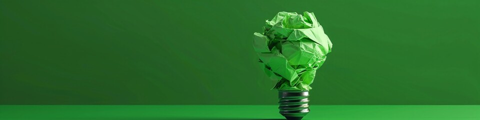 Crumbled Green Paper Bulb - Idea and Recycle