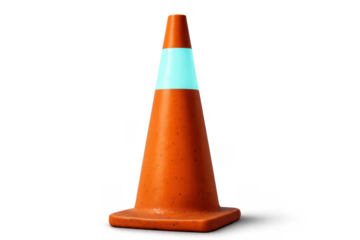 Orange traffic cone road safety warning signal