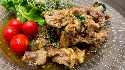 豚肉としその胡麻酢だれ炒め