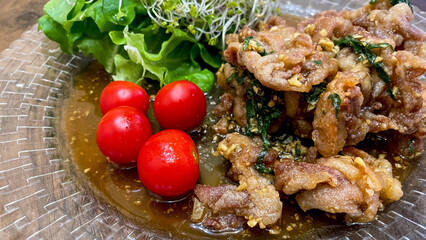 豚肉としその胡麻酢だれ炒め