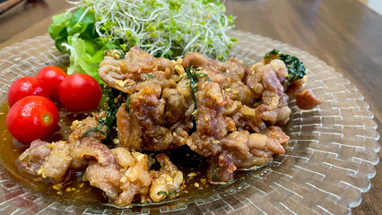 豚肉としその胡麻酢だれ炒め