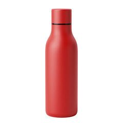 Minimalist red water bottle isolated on white background