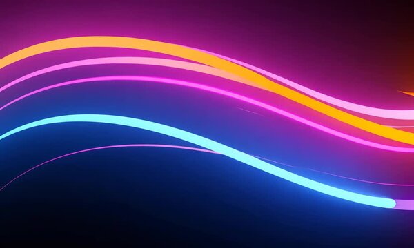 Abstract Swirling Neon Light Trails in Vibrant Blue, Pink, Purple, and Orange on a Dark Background cinematic video