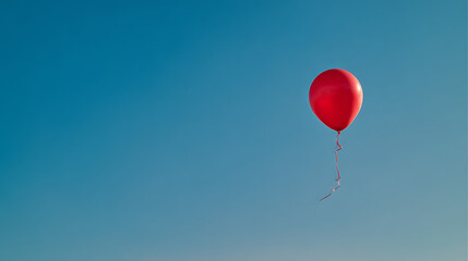 Obraz premium A single red balloon floating in a clear blue sky 