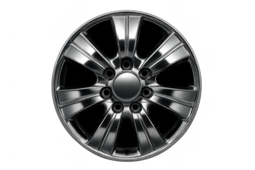 Shiny chrome alloy wheel rim with a multi spoke design