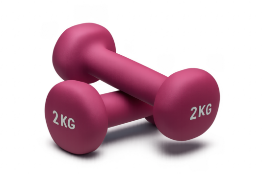 Pair of pink 2 kg dumbbells for workout equipment