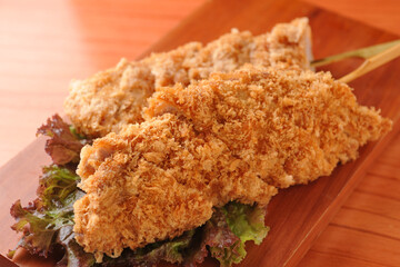 Japanese Deep Fried Skewered Cutlet Kushikatsu on Plate