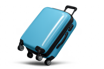 Blue hard shell luggage suitcase for travel vacation