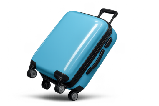 Blue hard shell luggage suitcase for travel vacation