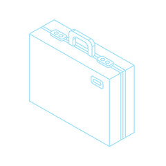 Isometric Outline Illustration of a Briefcase on a Transparent Background