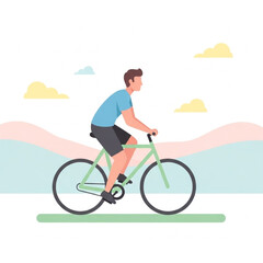 Fototapeta premium Flat Design Illustration of a Man Cycling.eps