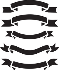 Fototapeta premium Set Of Vector Ribbons, Ribbon Banner Silhouette Vector Design, Ribbon Banner Vector illustration