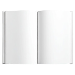 Opened book with blank white pages, ready for writing