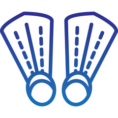 Pair of Blue Gradient Swimming Flippers Fins Icon With Transparent Background For Snorkeling Or Scuba Diving Activities
