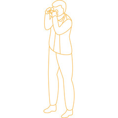 Isometric Outline Of A Man Looking Through Binoculars Searching For Opportunities Or Information With A Transparent Background