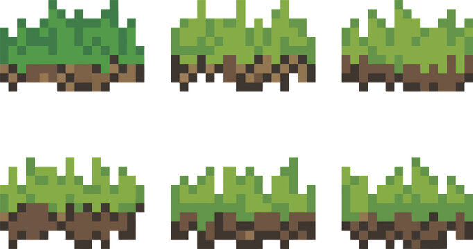 Pixel Art Grass and Soil Blocks for Game Design