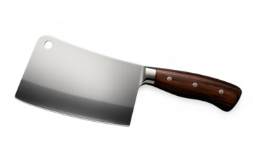 Steel meat cleaver knife for kitchen preparation with wooden handle