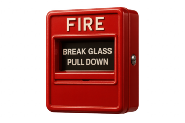 Red fire alarm box for emergency safety system