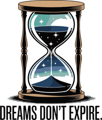 Dream big don t give up motivational typography and illustration for t shirt design isolated on white background