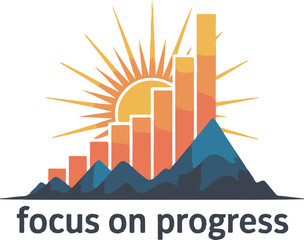 Conceptual illustration of forward movement and achievement with abstract elements isolated on white background