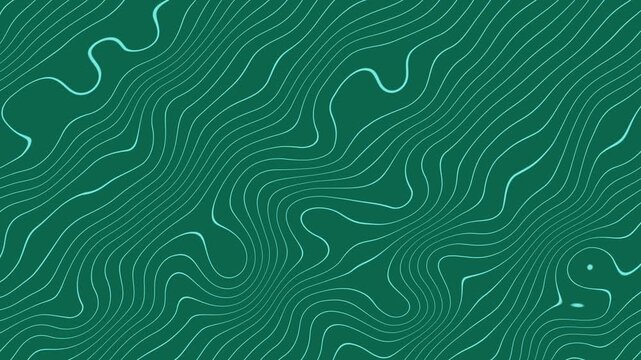 Topographic Contour Lines Elegant Wavy Pattern on Emerald Green Background