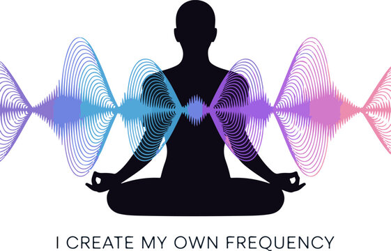 I create my own frequency inspirational quote typography design with abstract elements isolated on white background