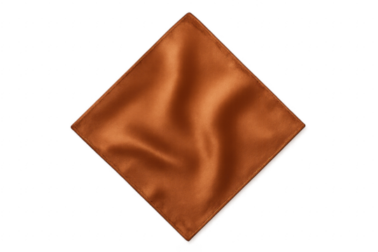 Copper color silk pocket square displaying elegant texture