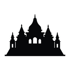 Fototapeta premium Ancient Temple and Castle Silhouette Vector