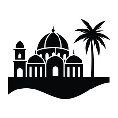 Desert City Silhouette Vector Middle Eastern Architecture 