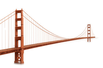 Golden Gate Bridge infrastructure spanning across transparent background