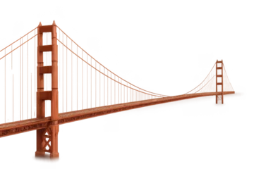 Ingelijste posters Golden Gate Bridge Golden Gate Bridge infrastructure spanning across transparent background  © Milica