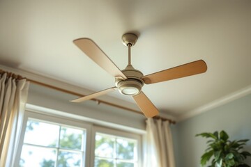 Interior view of a ceiling fan with four blades